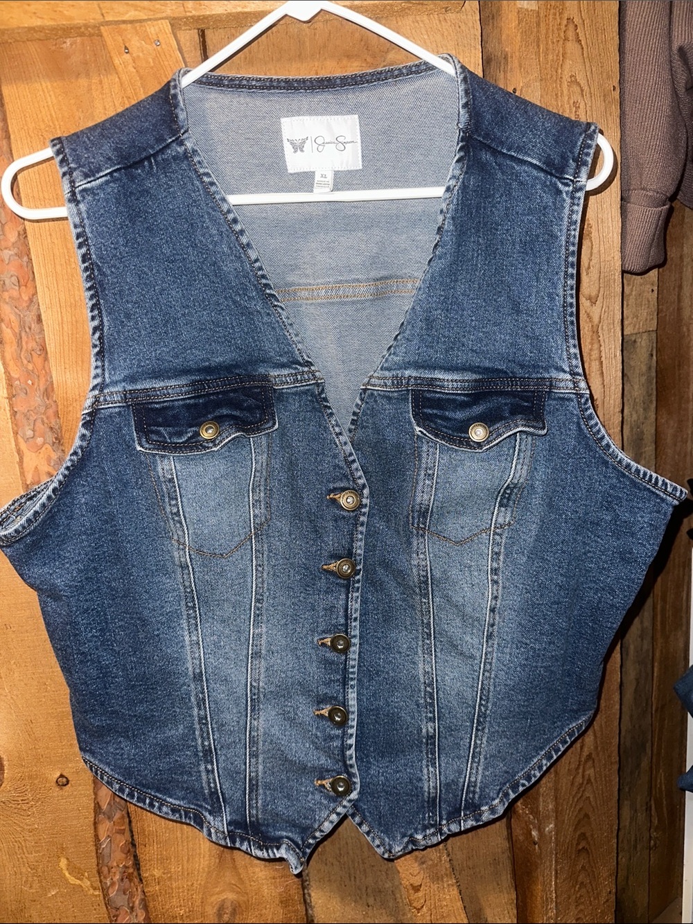 Jessica Simpson Blue Denim Vest with Contrast Stitching